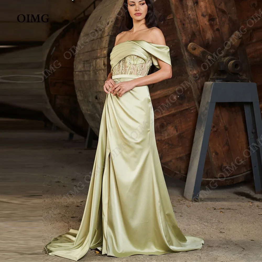 OIMG Vintage Sage Green Satin Long Evening Dresses Shiny Beads Lace Dubai Sequins Arabic Women Formal Prom Gowns Party Dresses
OIMG Vintage Sage Green Satin Long Evening Dresses Shiny Beads Lace Dubai Sequins Arabic Women Formal Prom Gowns Party Dresses