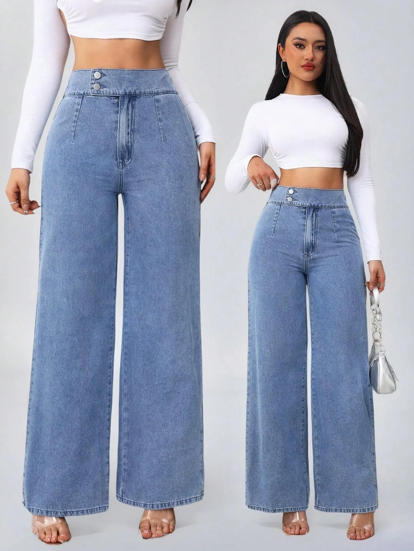 Spring Women's Clothing High Waist Loose Fit Elegant Wide Leg Jeans For Woman Denim Casual Full Length Trousers Cotton Blend
Spring Women's Clothing High Waist Loose Fit Elegant Wide Leg Jeans For Woman Denim Casual Full Length Trousers Cotton Blend