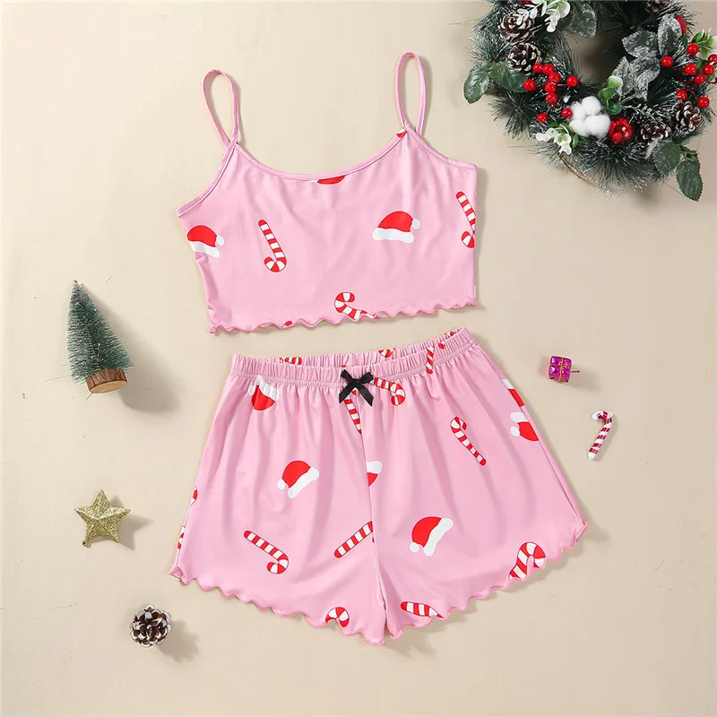 hirigin Women Christmas 2 Piece Outfits Y2k Print Ruffle Sleeveless Cami Crop Tops High Waist Shorts Pajamas Set Loungewear
hirigin Women Christmas 2 Piece Outfits Y2k Print Ruffle Sleeveless Cami Crop Tops High Waist Shorts Pajamas Set Loungewear