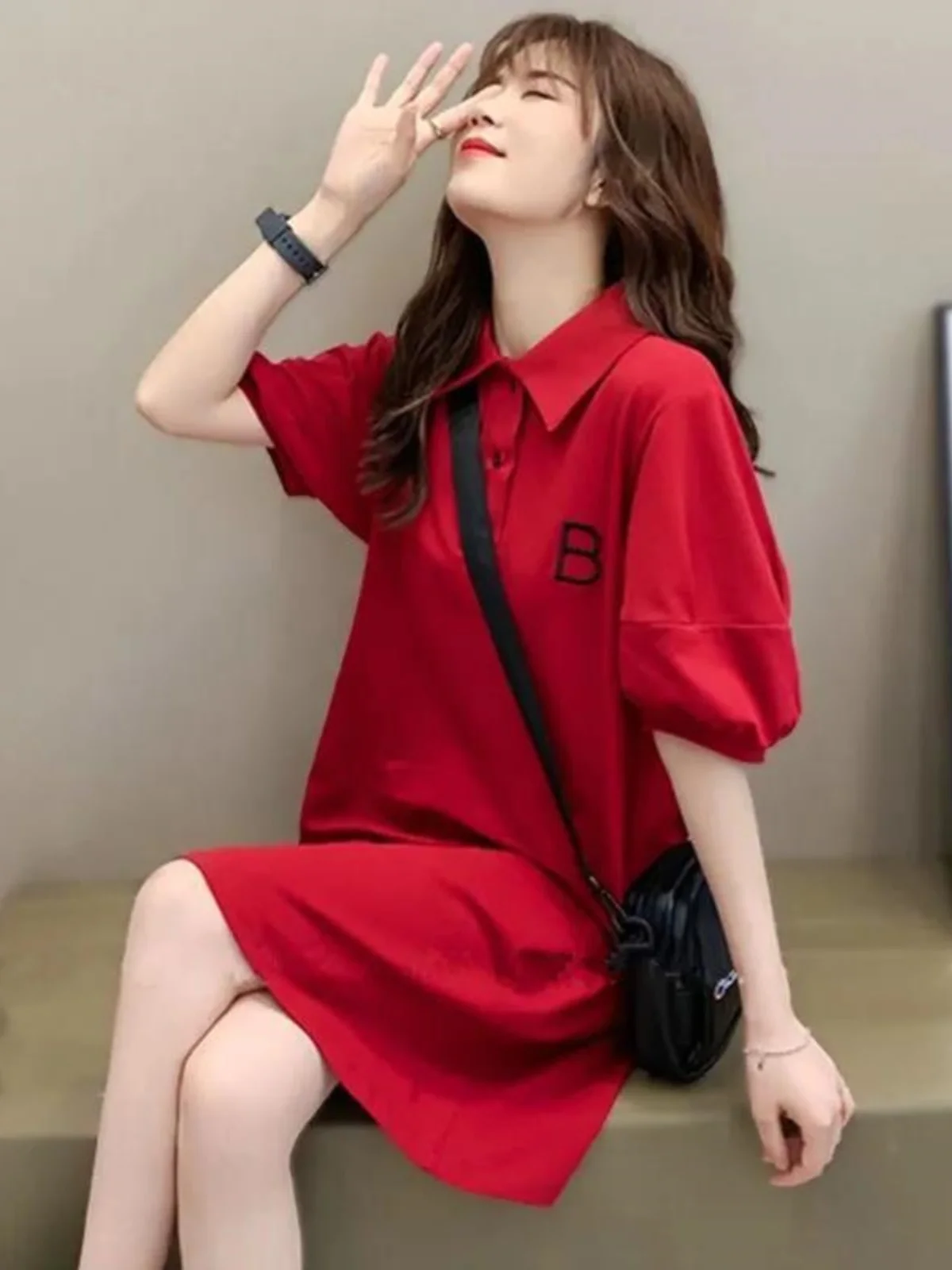 plus Size Casual Collar Mid-Length Short-Sleeve Dress Women's Loose Summer T-Shirt Dress Sweet College Style A-Line Skirt
plus Size Casual Collar Mid-Length Short-Sleeve Dress Women's Loose Summer T-Shirt Dress Sweet College Style A-Line Skirt