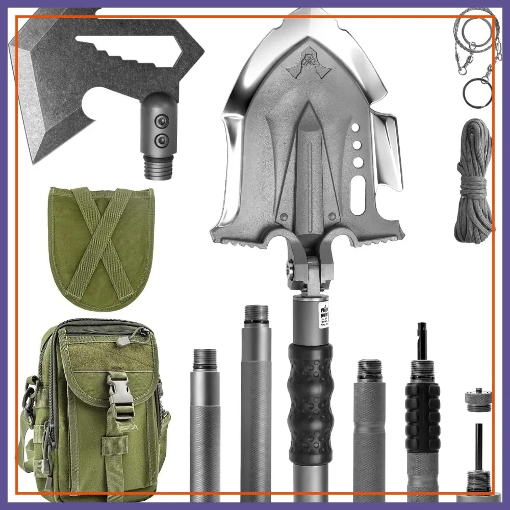 29 in 1 Survival Shovel with Axe, Tactical Shovel Kit, Folding Camping Shovel Adjustable 7 Angles, Martensitic Steel Military Tool
29 in 1 Survival Shovel with Axe, Tactical Shovel Kit, Folding Camping Shovel Adjustable 7 Angles, Martensitic Steel Military Tool