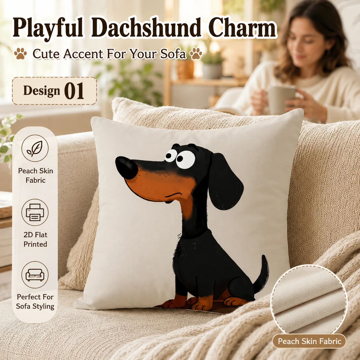 Funny Cartoon Dog Cushion Cover 2D Flat Printed Peach Skin Pillowcase Cute Pet Animal Throw Pillow for Sofa Couch Home Decor
Funny Cartoon Dog Cushion Cover 2D Flat Printed Peach Skin Pillowcase Cute Pet Animal Throw Pillow for Sofa Couch Home Decor