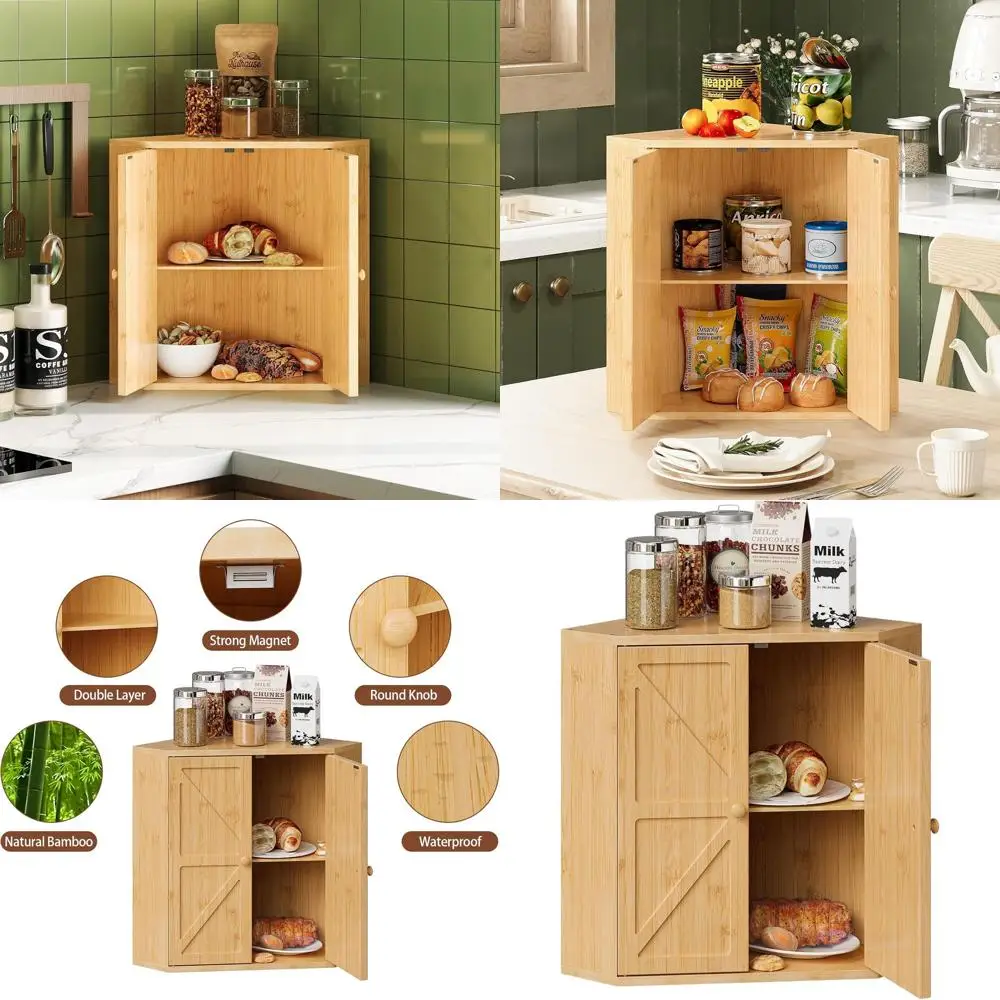 Large Bamboo Double Layer Bread Storage Box - Natural Kitchen Counter Organizer
Large Bamboo Double Layer Bread Storage Box - Natural Kitchen Counter Organizer