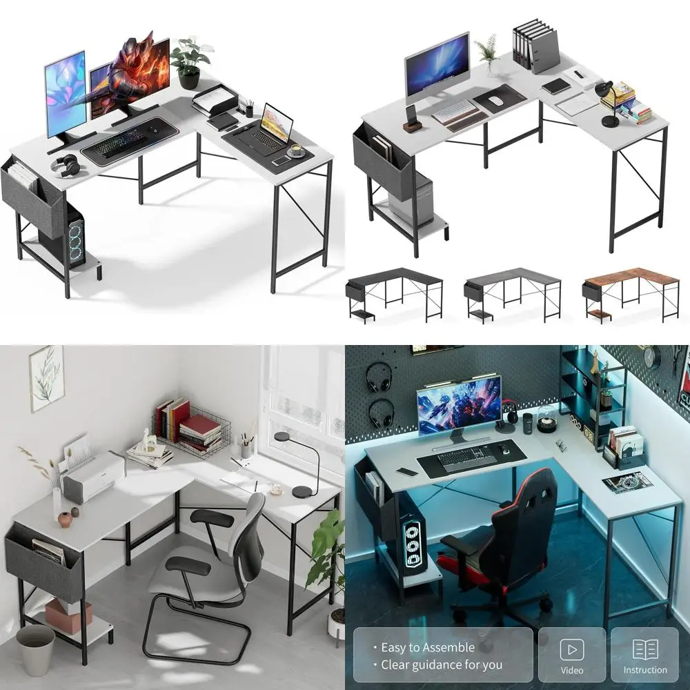 50 Inch L-Shaped Desk for Gaming, Study, and Office with Reversible Wood Tabletop and Metal Side Storage
50 Inch L-Shaped Desk for Gaming, Study, and Office with Reversible Wood Tabletop and Metal Side Storage