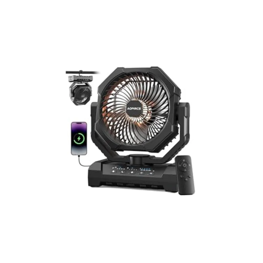 Camping Fan Rechargeable, 60H Long-Lasting Battery Powered Fan - 4 Speeds, 3 Light, Timer, Sleep Mode, Hook, Portable Fans for
Camping Fan Rechargeable, 60H Long-Lasting Battery Powered Fan - 4 Speeds, 3 Light, Timer, Sleep Mode, Hook, Portable Fans for