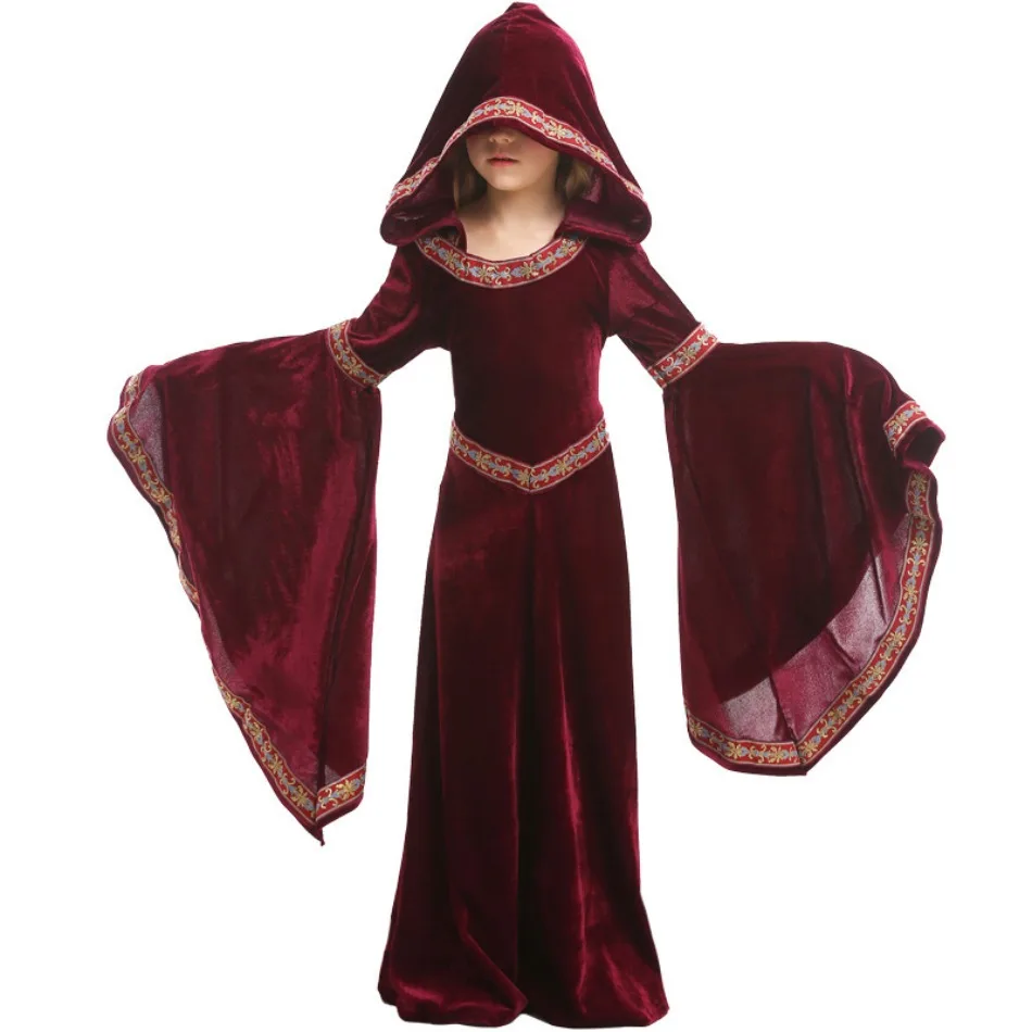 Girls Halloween Velvet Burgundy Vampire Hooded Dress Kids Horror Carnival Party Performance Costume European Retro Costume PS66
Girls Halloween Velvet Burgundy Vampire Hooded Dress Kids Horror Carnival Party Performance Costume European Retro Costume PS66