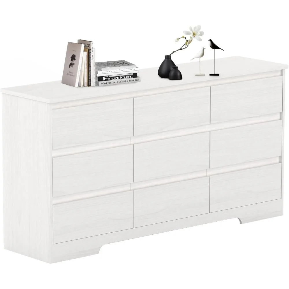 White 9 Drawer Chest of Drawers for Bedroom, Wide Chest of Drawers No Handles, Wood Storage Cabinet for Living Room, Hallway, En
White 9 Drawer Chest of Drawers for Bedroom, Wide Chest of Drawers No Handles, Wood Storage Cabinet for Living Room, Hallway, En