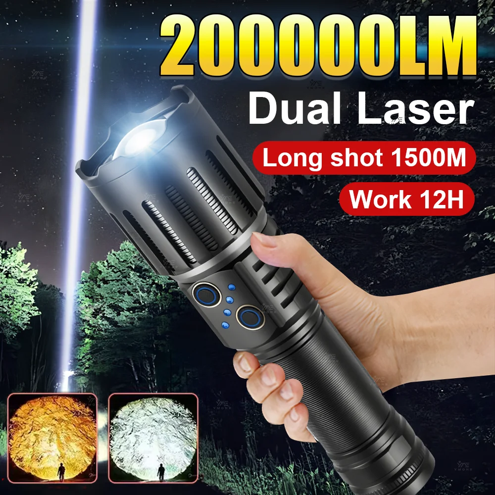 Dual Laser Flashlights High Power Rechargeable LED Flashlight 18650 Battery Power Display Tactical Torch Outdoor Camping Fishing
Dual Laser Flashlights High Power Rechargeable LED Flashlight 18650 Battery Power Display Tactical Torch Outdoor Camping Fishing