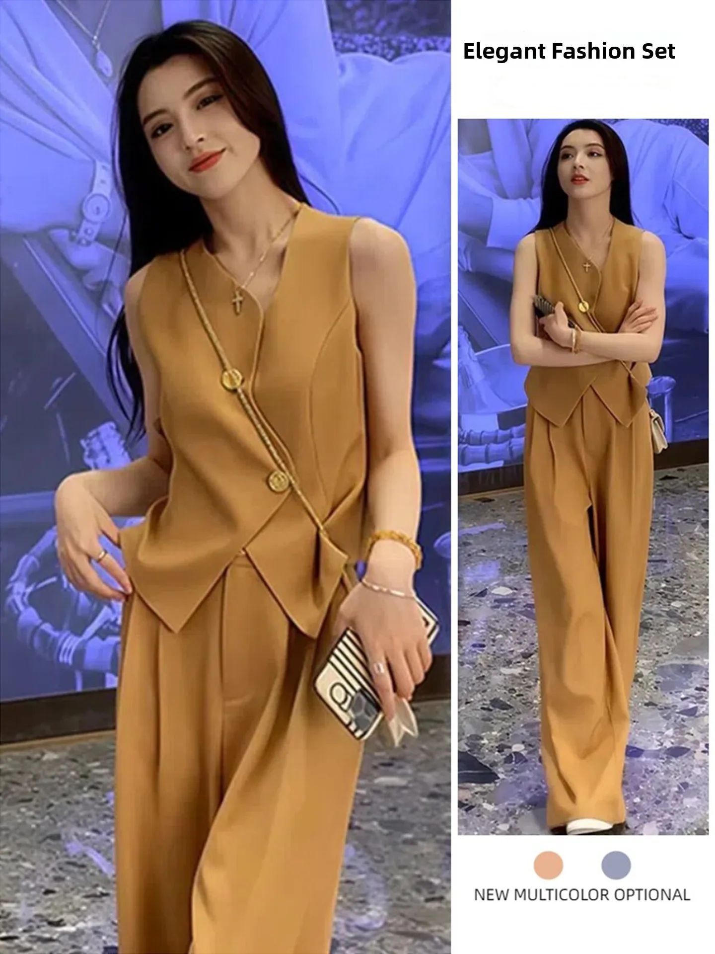 Fashionable Slimming Sleeveless Top And Wide Leg Pants Two Piece Set for Women Breathable Comfortable Summer Outfit
Fashionable Slimming Sleeveless Top And Wide Leg Pants Two Piece Set for Women Breathable Comfortable Summer Outfit