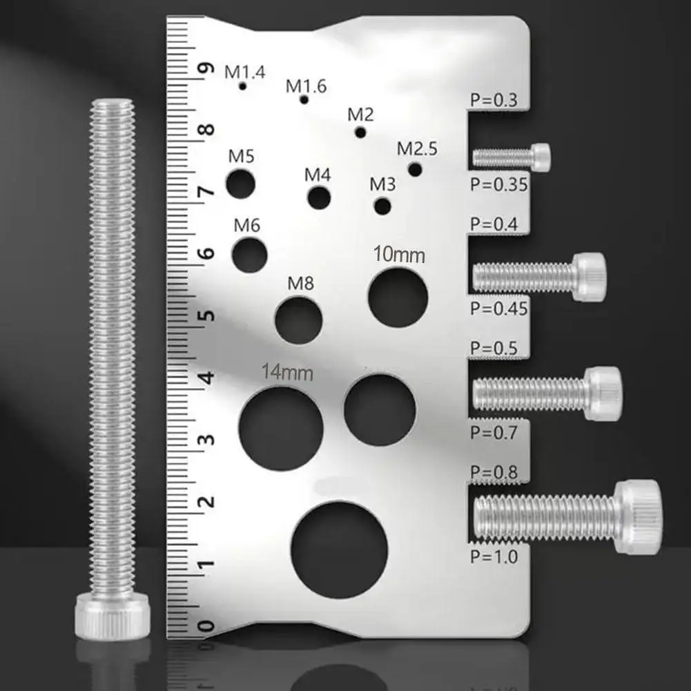 Stainless Steel Square Screw Measuring Ruler Caliper Metric Gauge Tool Precise Tooth Spacing Measurement Diameter Tool