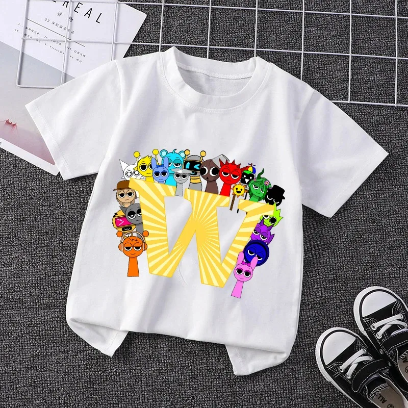 Sprunki Kids T Shirts Incredibox Cartoon Game Letter A-Z Print Short Sleeves Summer Cotton T-shirt Comfortable Breathable Tops
Sprunki Kids T Shirts Incredibox Cartoon Game Letter A-Z Print Short Sleeves Summer Cotton T-shirt Comfortable Breathable Tops