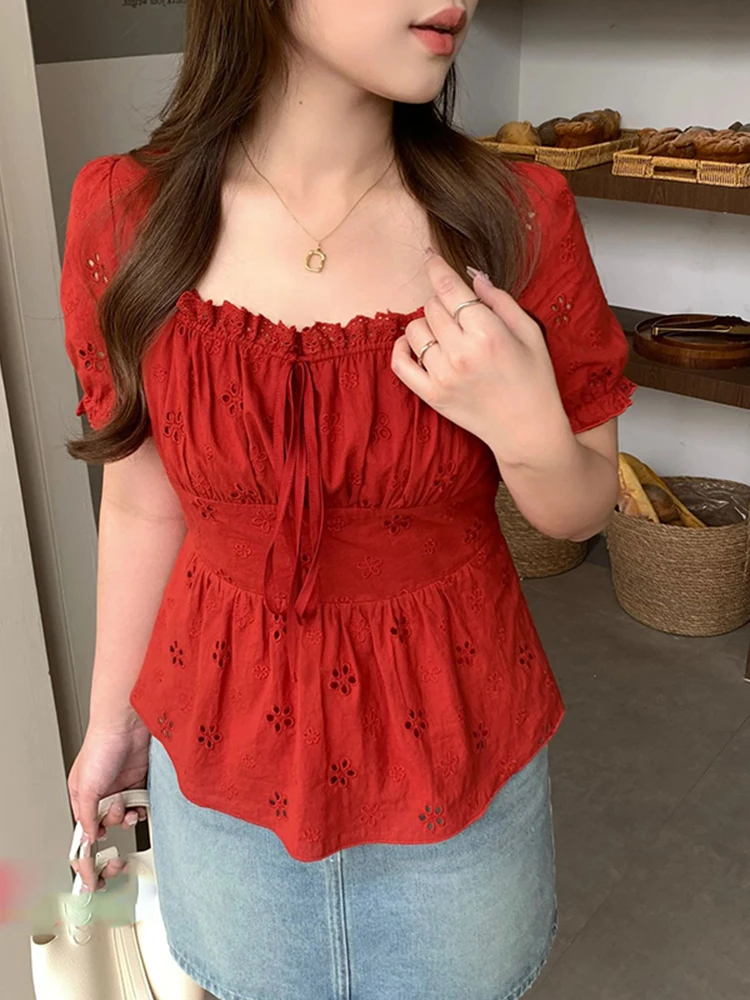 French Style Summer Women Shirt Hollow Crochet Lace Short-Sleeve Blouse Chic Slim-Fit Top
French Style Summer Women Shirt Hollow Crochet Lace Short-Sleeve Blouse Chic Slim-Fit Top