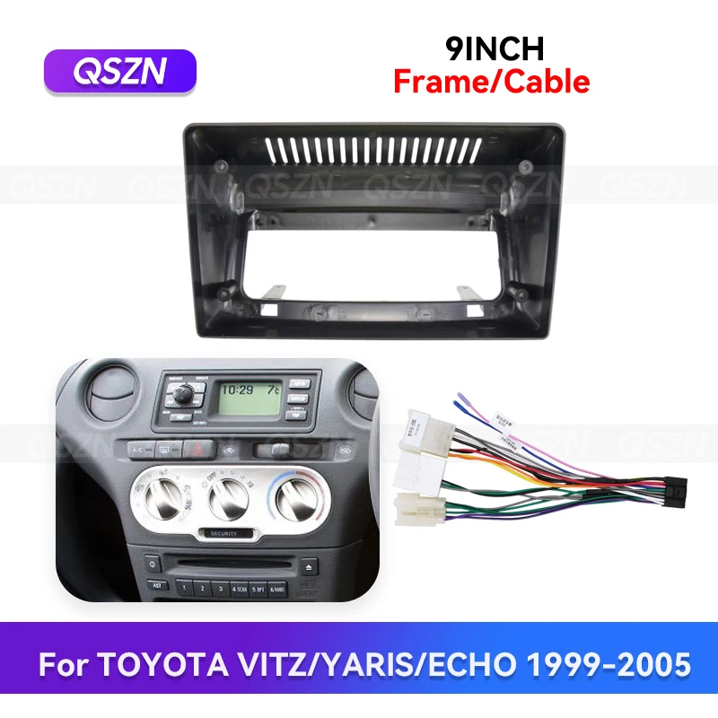 QSZN 1999-2005 для TOYOTA VITZ/YARIS/ECHO 9-дюймовая автомобильная рамка, адаптер для провода, Android-радио, панель приборной панели, комплект Canbus
QSZN 1999-2005 для TOYOTA VITZ/YARIS/ECHO 9-дюймовая автомобильная рамка, адаптер для провода, Android-радио, панель приборной панели, комплект Canbus