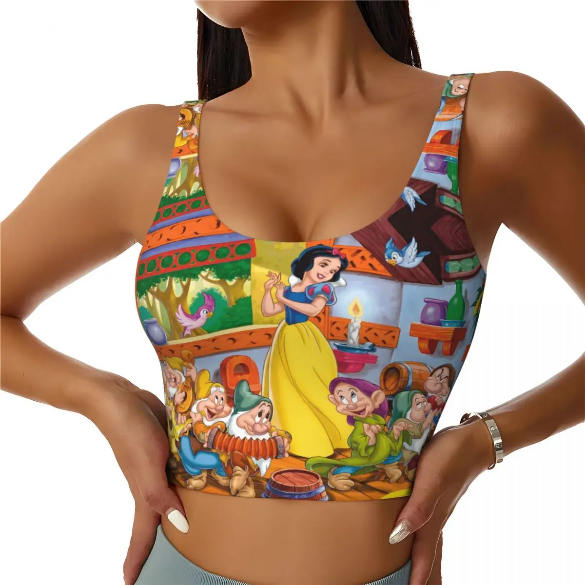Спортивный топ-кроп для женщин с принтом «Белоснежка и семь гномов», для интенсивных тренировок и йоги
Спортивный топ-кроп для женщин с принтом «Белоснежка и семь гномов», для интенсивных тренировок и йоги