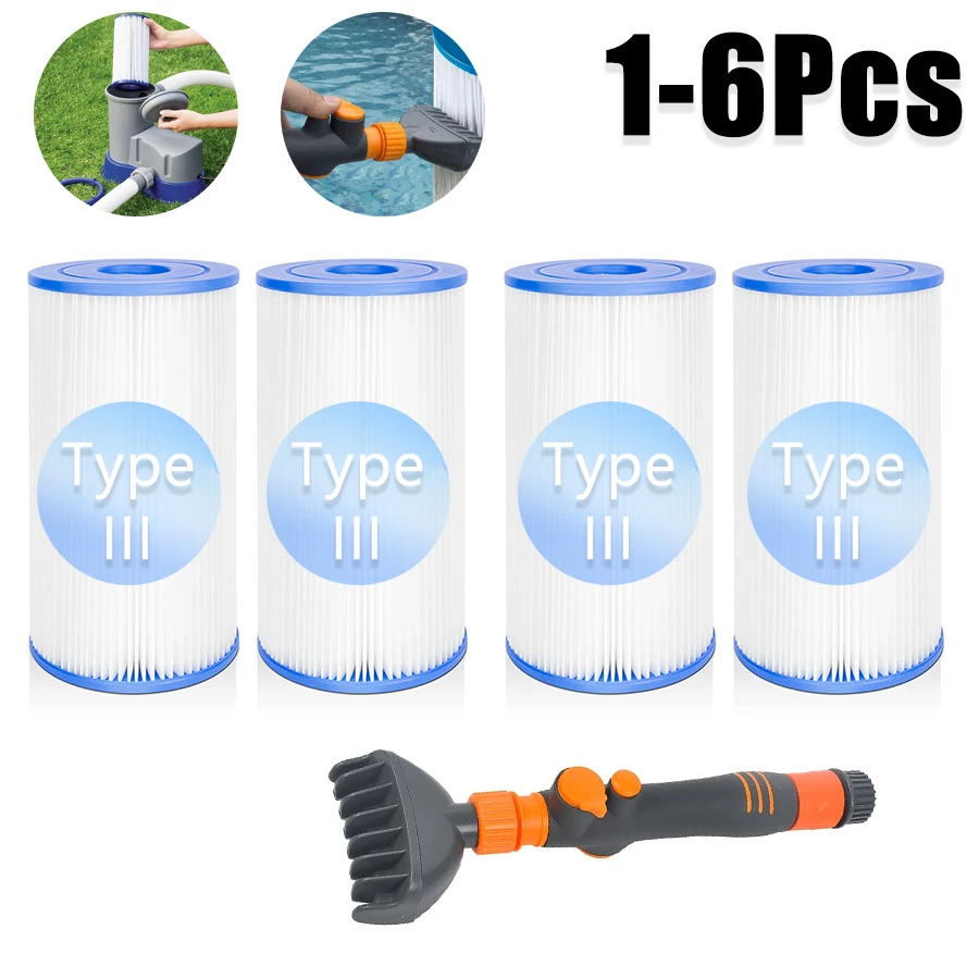 1-6pcs Type III Pool Filter Cartridge For Bestway 58012E Type III/A Outdoor Swimming Pool Filter Pump Cartridge Replacement Part
1-6pcs Type III Pool Filter Cartridge For Bestway 58012E Type III/A Outdoor Swimming Pool Filter Pump Cartridge Replacement Part