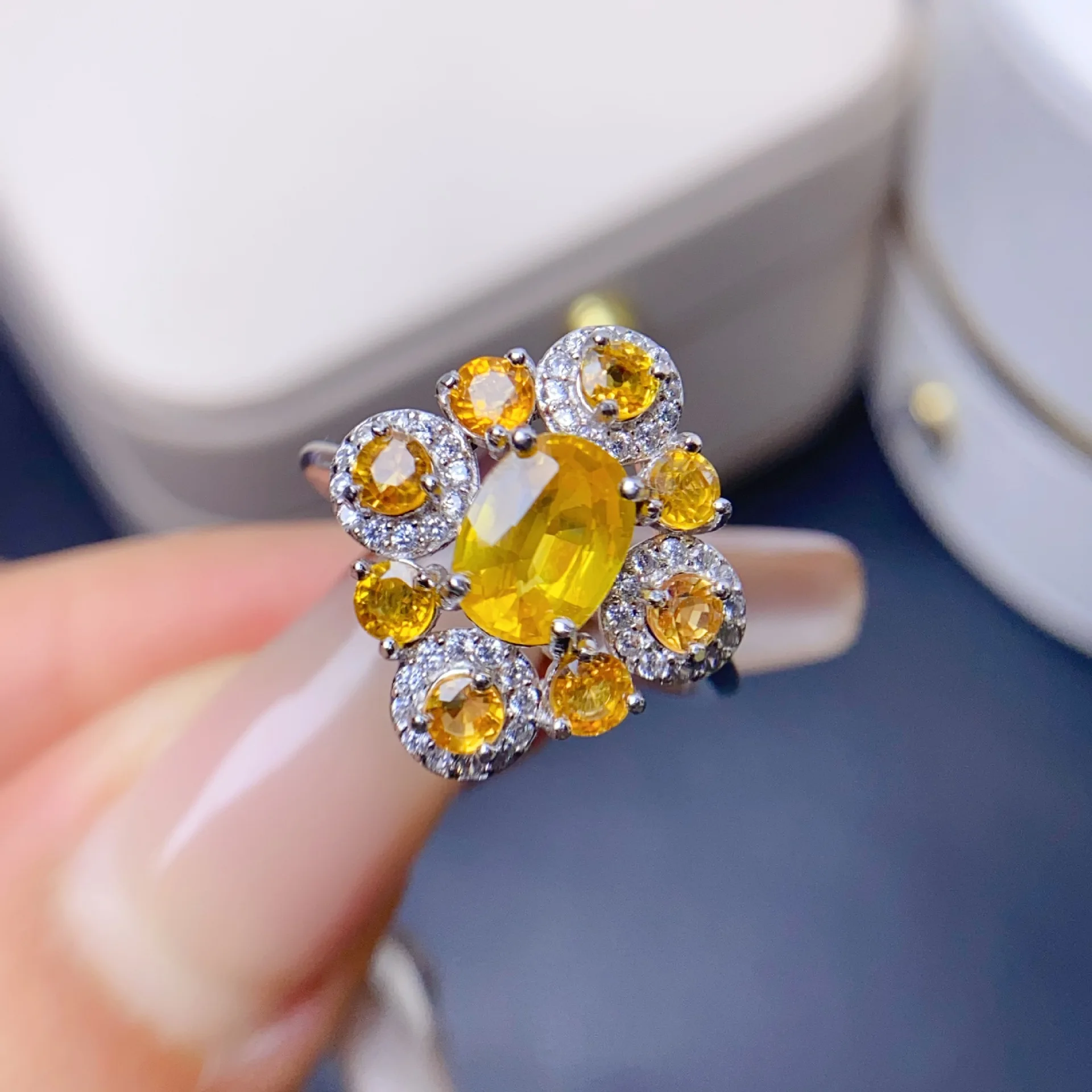 925 Silver Natural Yellow Sapphire Ring, 6x8mm Main Stone Adjustable, Elegant Gemstone Jewelry Gift for Women
925 Silver Natural Yellow Sapphire Ring, 6x8mm Main Stone Adjustable, Elegant Gemstone Jewelry Gift for Women