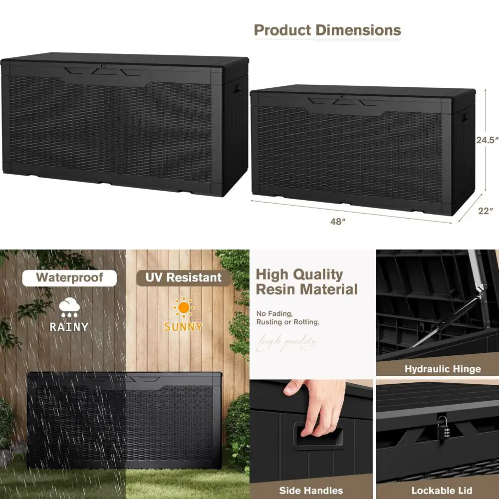 Waterproof Outdoor Storage Deck Box - 100 Gallon Capacity, Lockable Lid for Garden Tools, Patio Cushions, Black
Waterproof Outdoor Storage Deck Box - 100 Gallon Capacity, Lockable Lid for Garden Tools, Patio Cushions, Black