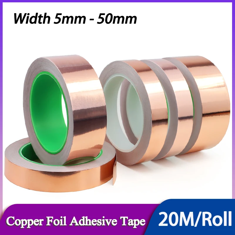 Copper Foil Tape 20M Single/Double Sided Width 5/6/8/10/15/20/25/30/35/40/45/50mm Adhesive Conductive Conduct Copper Foil Tapes
Copper Foil Tape 20M Single/Double Sided Width 5/6/8/10/15/20/25/30/35/40/45/50mm Adhesive Conductive Conduct Copper Foil Tapes