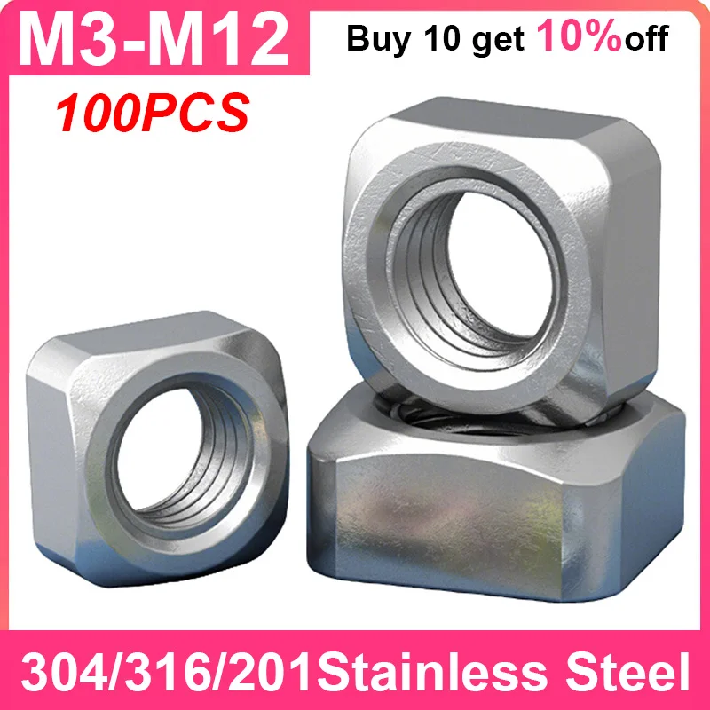 304/316/201 Stainless Steel M3 M4 M5 M6 M8 M10 M12 Thin Nut Square Nuts Din557 Metric Nut for ELECTRICAL
304/316/201 Stainless Steel M3 M4 M5 M6 M8 M10 M12 Thin Nut Square Nuts Din557 Metric Nut for ELECTRICAL