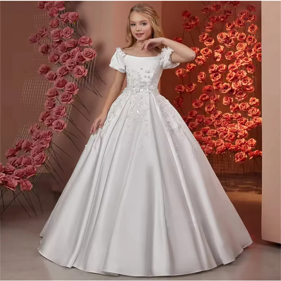 White Satin Flower Girl Dress For Wedding Off Shoulder Applique Beading Elegant Birthday Pageant Gowns First Communion Dress
White Satin Flower Girl Dress For Wedding Off Shoulder Applique Beading Elegant Birthday Pageant Gowns First Communion Dress