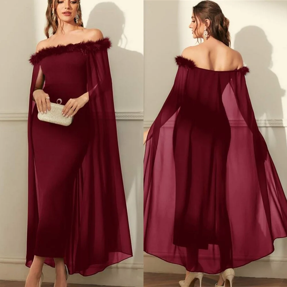 Customized Classic Burgundy Jersey Evening Dress Delicate Strapless Off The Shoulder Shawl Sleeveless Bespoke Occasion
Customized Classic Burgundy Jersey Evening Dress Delicate Strapless Off The Shoulder Shawl Sleeveless Bespoke Occasion