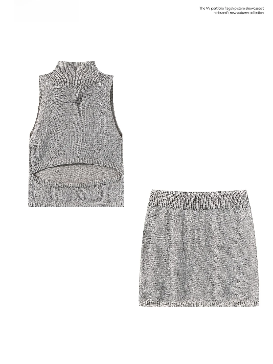 Sexy Hollow out Crop Top And High Waist Skirt Two Piece Set for Women Summer Gray High Neck Half High Collar Vest
Sexy Hollow out Crop Top And High Waist Skirt Two Piece Set for Women Summer Gray High Neck Half High Collar Vest