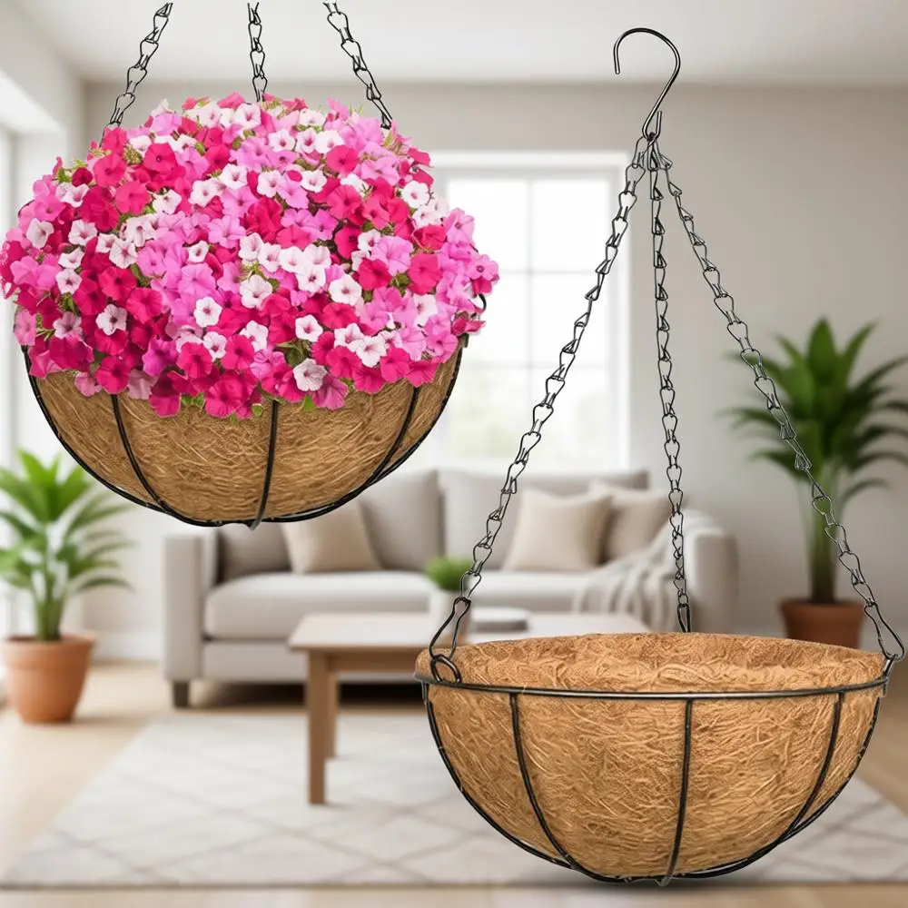 Набор из 2 больших подвесных корзин для растений (16 дюймов) с кокосовым вкладышем, подходят для уличных и комнатных растений
Набор из 2 больших подвесных корзин для растений (16 дюймов) с кокосовым вкладышем, подходят для уличных и комнатных растений