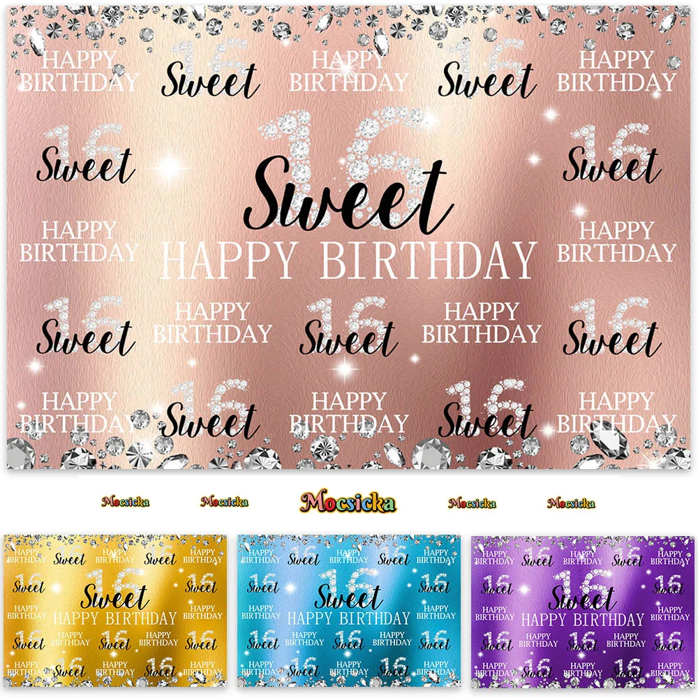 Sweet 16 Birthday Background for Photography Sixteen Birthday Party Backdrop Diamond Dessert Table Decor Props Banner Poster
Sweet 16 Birthday Background for Photography Sixteen Birthday Party Backdrop Diamond Dessert Table Decor Props Banner Poster