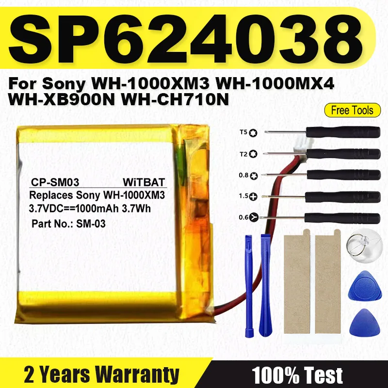 SM-03 SP624038 Аккумулятор 1000 мАч для Sony WH-1000XM3 WH-1000MX4 WH-XB900N WH-CH710N Аккумулятор для гарнитуры
SM-03 SP624038 Аккумулятор 1000 мАч для Sony WH-1000XM3 WH-1000MX4 WH-XB900N WH-CH710N Аккумулятор для гарнитуры