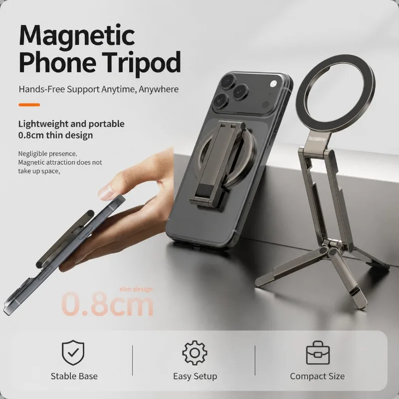 Folding Tripod Magnetic Phone Stand for Desk, Adjustable MagSafe Holder for iPhone 17 16 15 14 Pro Max, Portable Bracket
Folding Tripod Magnetic Phone Stand for Desk, Adjustable MagSafe Holder for iPhone 17 16 15 14 Pro Max, Portable Bracket