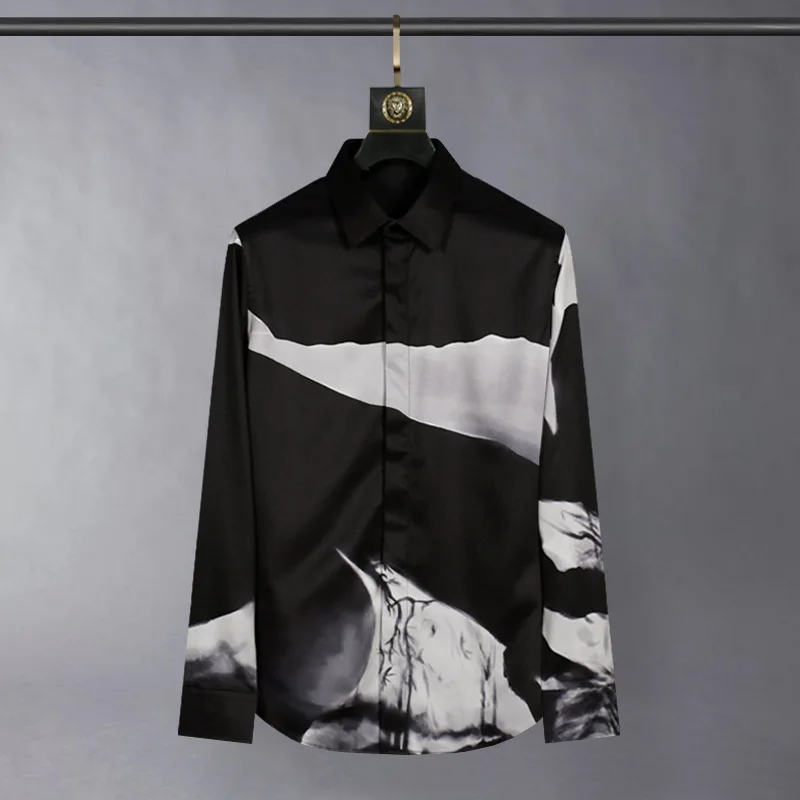 Spring and Autumn Chinese style ink painting landscape casual slim fit long sleeved men's wrinkle resistant and iron free shirt
Spring and Autumn Chinese style ink painting landscape casual slim fit long sleeved men's wrinkle resistant and iron free shirt