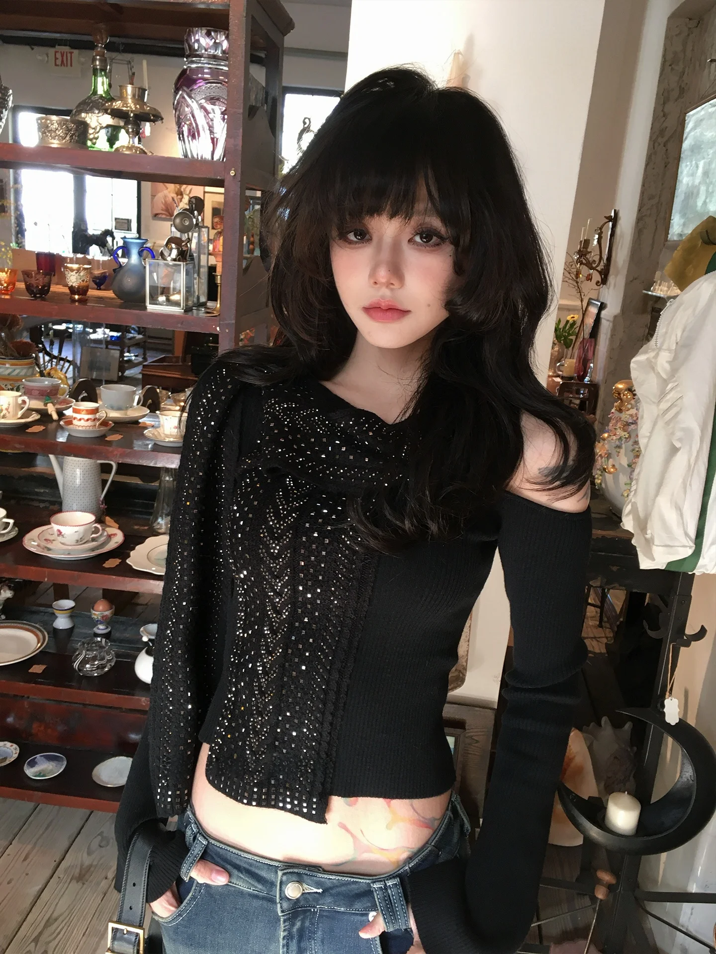 Forlions Sequin Scarf Inteated Knitted Slim Fit ort Top Glue Splice Hot Girl Sle Long Sve Bal Winter Faion
Forlions Sequin Scarf Inteated Knitted Slim Fit ort Top Glue Splice Hot Girl Sle Long Sve Bal Winter Faion
