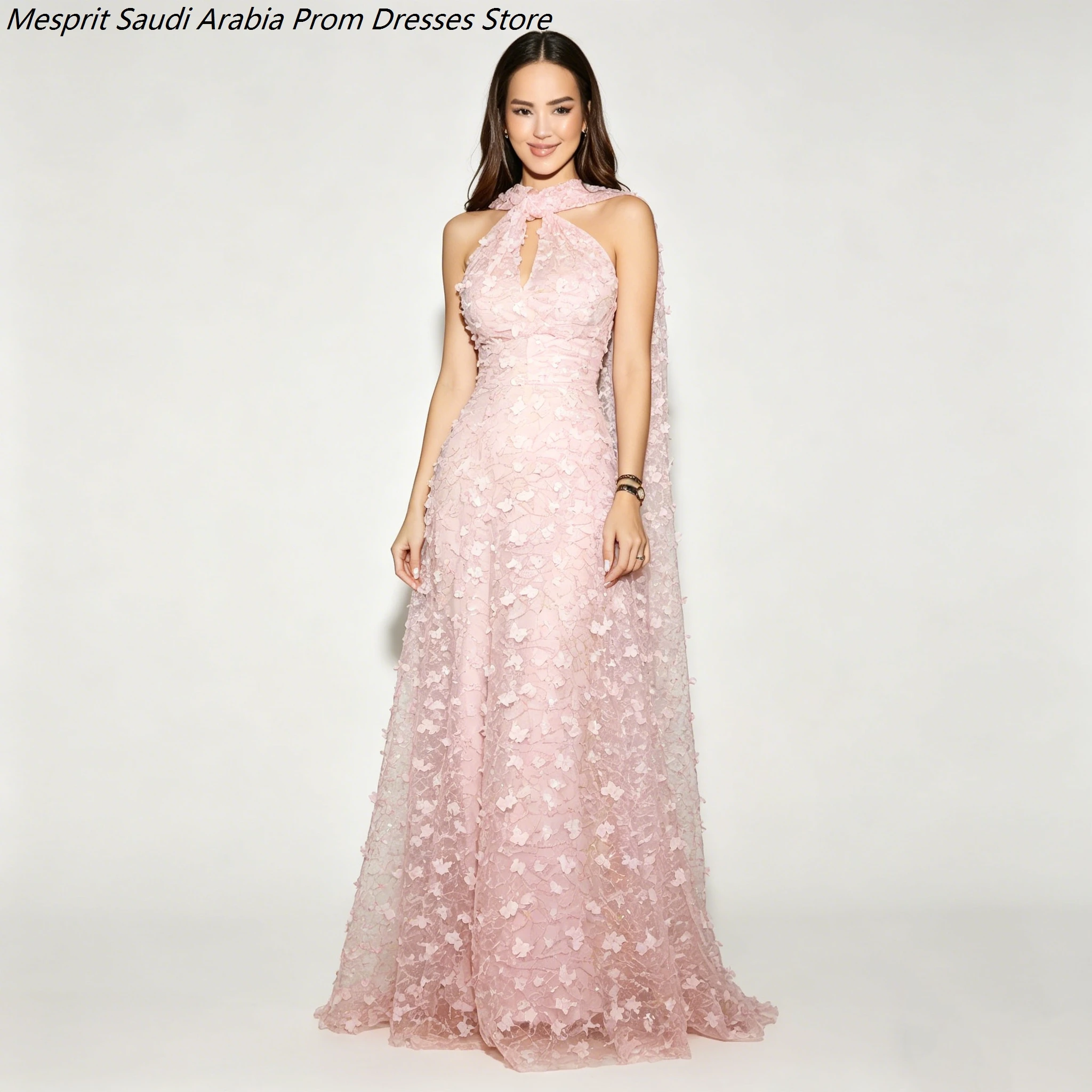 Women's A-line Evening Dresses Floor-length High-neck Sleeveless Prom Dresses Fashion Lace Flowers Simple Draped Customized Gown
Women's A-line Evening Dresses Floor-length High-neck Sleeveless Prom Dresses Fashion Lace Flowers Simple Draped Customized Gown
