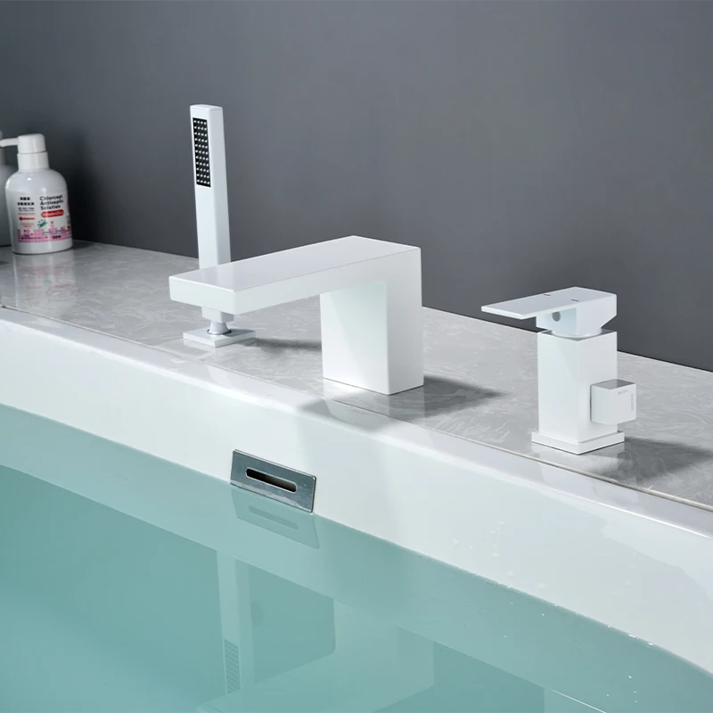 White Deck Mounted Bathroom Waterfall Bathtub Faucet Set Bathroom 3 Hole Hot And Cold Mixer Taps With Handheld Shower Head
White Deck Mounted Bathroom Waterfall Bathtub Faucet Set Bathroom 3 Hole Hot And Cold Mixer Taps With Handheld Shower Head