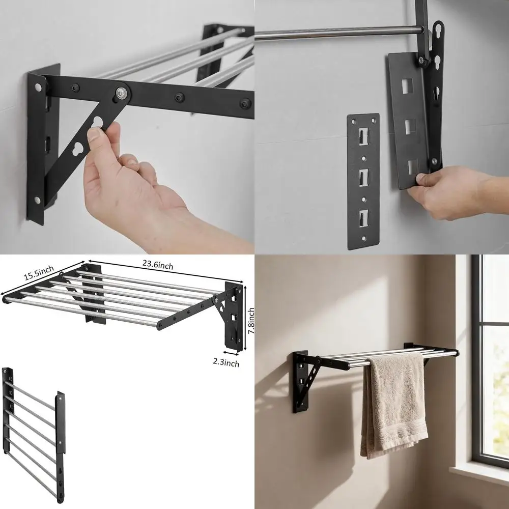 Stainless Steel Wall-Mounted Drying Rack, 23 Wide for Hanging Laundry
Stainless Steel Wall-Mounted Drying Rack, 23 Wide for Hanging Laundry