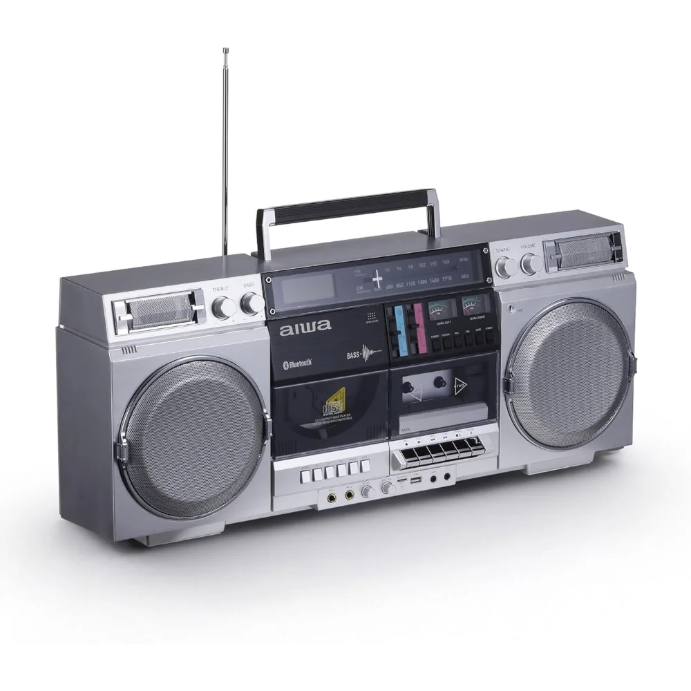Retro Boombox CD Player with Cassette Recorder Bluetooth 5.0 FM AM Radio USB SD AUX Input VU Meter LCD Display Dual 40W
Retro Boombox CD Player with Cassette Recorder Bluetooth 5.0 FM AM Radio USB SD AUX Input VU Meter LCD Display Dual 40W