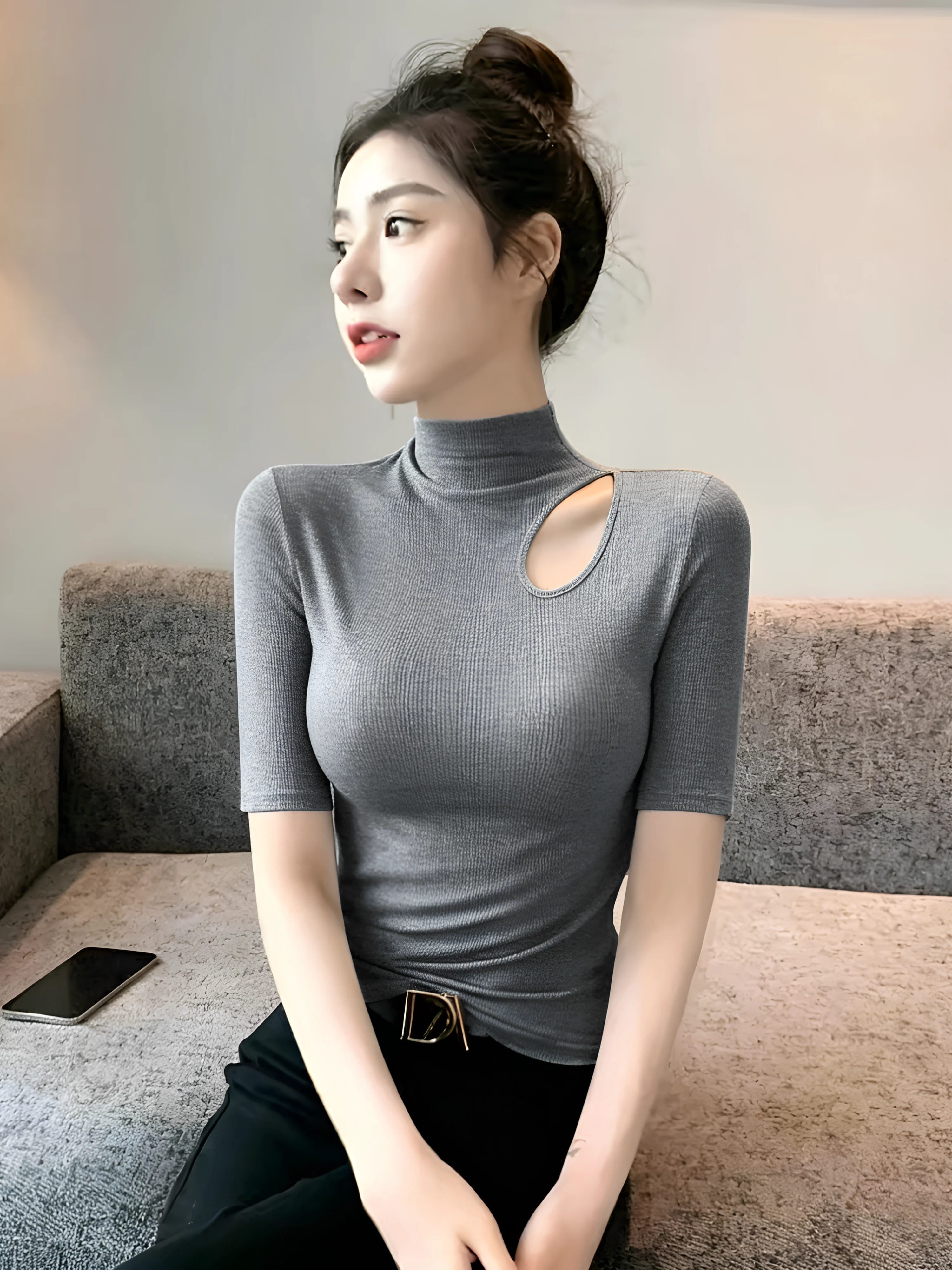 Spring Summer Women's Slim Fit Tank Top Hollow out Half Sleeve Base Shirt mid Sleeve T-Shirt High Collar plus Size Inner Wear
Spring Summer Women's Slim Fit Tank Top Hollow out Half Sleeve Base Shirt mid Sleeve T-Shirt High Collar plus Size Inner Wear