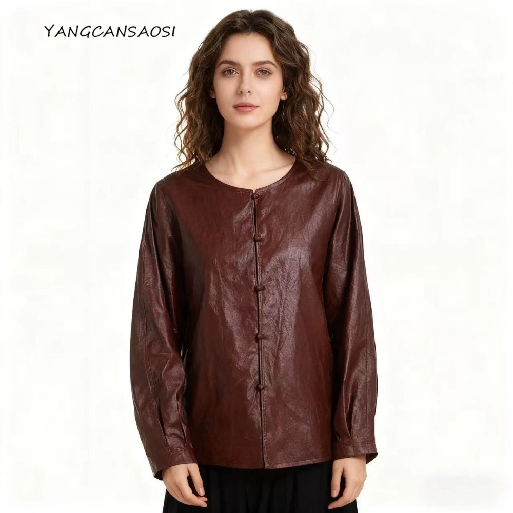 Autumn Fashion Women's Clothing 100% Natural Mulberry Silk Fragrant Cloud Yarn Single Breasted Loose Brown Red Long Sleeves Coat
Autumn Fashion Women's Clothing 100% Natural Mulberry Silk Fragrant Cloud Yarn Single Breasted Loose Brown Red Long Sleeves Coat