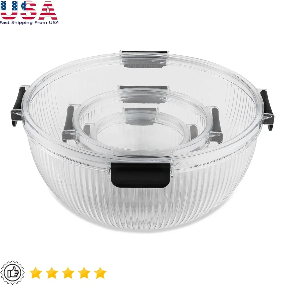 6PC Plastic Mixing Bowls Set with Airtight Lids Nesting Design Shatter Resistant Clear Ribbed Kitchen Storage Containers
6PC Plastic Mixing Bowls Set with Airtight Lids Nesting Design Shatter Resistant Clear Ribbed Kitchen Storage Containers