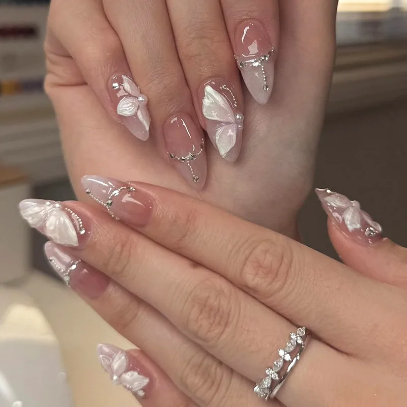 Butterfly Rhinestone Press On Nails 3D Flower Luxury Elegant False Nails Fresh Stylish Nail Art Decor
Butterfly Rhinestone Press On Nails 3D Flower Luxury Elegant False Nails Fresh Stylish Nail Art Decor