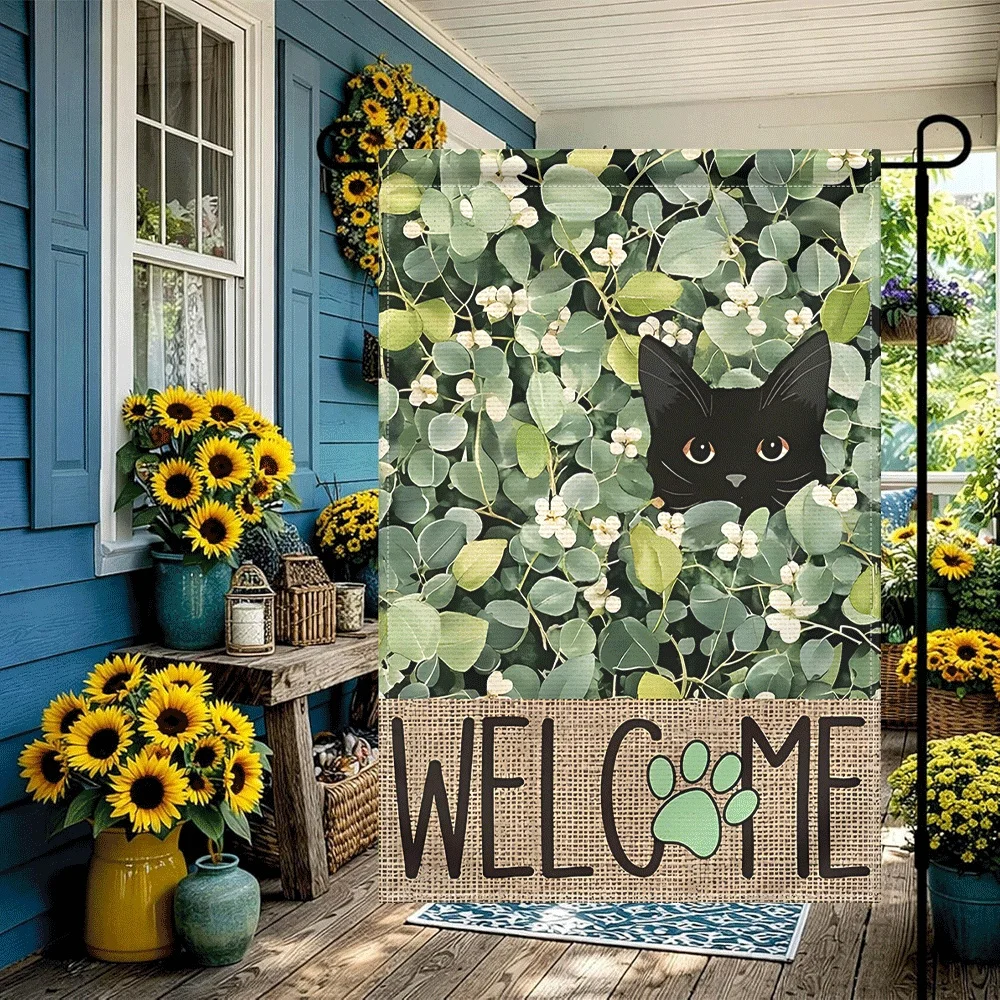 1PC Welcome Black Cat Garden Flag Eucalyptus Floral Decorative Yard Flag Rustic Burlow Welcome Flag for Outdoor
1PC Welcome Black Cat Garden Flag Eucalyptus Floral Decorative Yard Flag Rustic Burlow Welcome Flag for Outdoor
