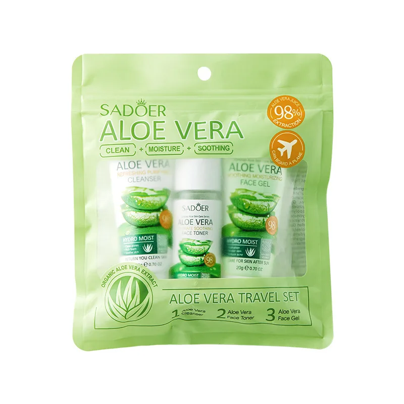 Aloe Travel 3-piece Set 20g Facial Cleanser 20ml Toner 20ml Aloe Vera Face Gel Moisturizing Rejuvenate Skin Lighten Your Face
Aloe Travel 3-piece Set 20g Facial Cleanser 20ml Toner 20ml Aloe Vera Face Gel Moisturizing Rejuvenate Skin Lighten Your Face