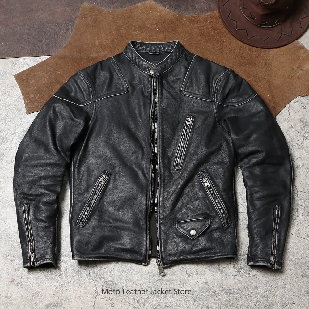 Venom Buffalo Skin Motorcycle Biker Jacket, Stand Collar Slim Fit Genuine Leather Coat, Retro Distressed Moto Outerwear
Venom Buffalo Skin Motorcycle Biker Jacket, Stand Collar Slim Fit Genuine Leather Coat, Retro Distressed Moto Outerwear