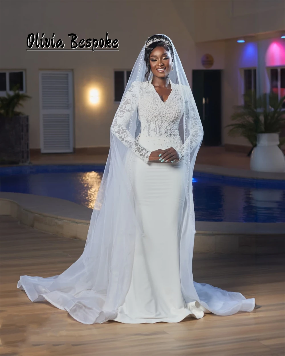 Charming Long Lace Sleeves Wedding Dresses 2025 Beads Pearls Mermaid African Engagement Dress Aso Ebi Style Backless Customized
Charming Long Lace Sleeves Wedding Dresses 2025 Beads Pearls Mermaid African Engagement Dress Aso Ebi Style Backless Customized