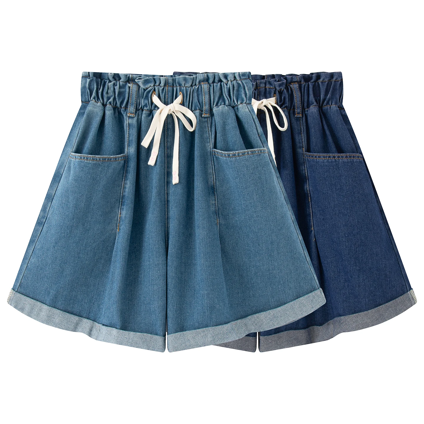 Summer High Waist Drawstring A-Line Wide Leg Jeans Shorts Women Elegant Slimming Casual Fashionable Trousers
Summer High Waist Drawstring A-Line Wide Leg Jeans Shorts Women Elegant Slimming Casual Fashionable Trousers