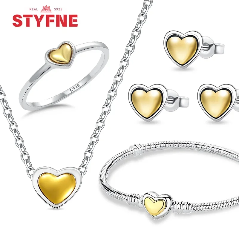 Новое серебро S925 Heart Seies, сверкающее золото Love, оригинальный комплект ювелирных изделий, кольцо, серьги, ожерелье для женщин, высококачественные ювелирные изделия, подарок
Новое серебро S925 Heart Seies, сверкающее золото Love, оригинальный комплект ювелирных изделий, кольцо, серьги, ожерелье для женщин, высококачественные ювелирные изделия, подарок
