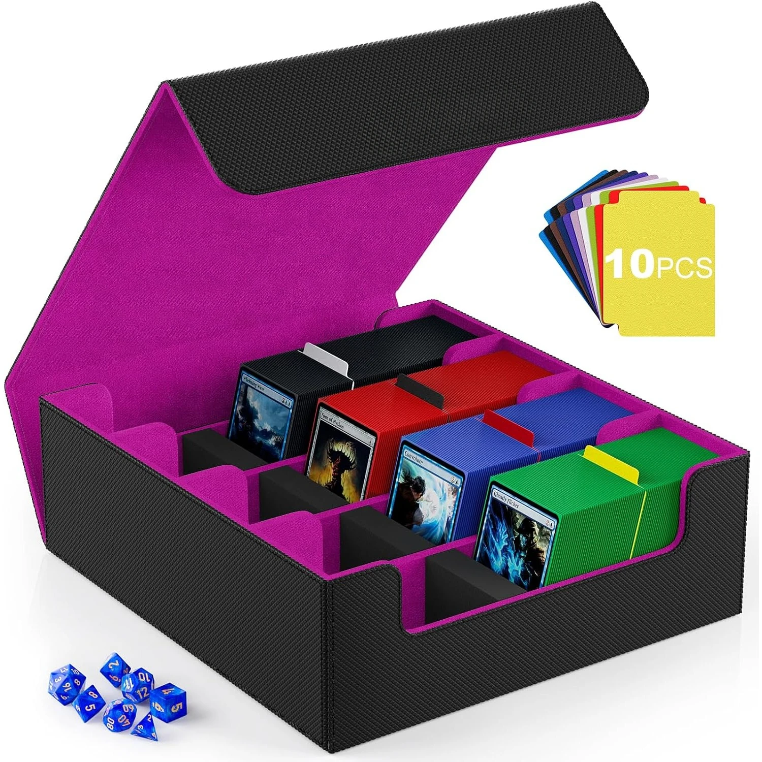 Card Deck Case, 2400+ Trading Card Storage Box with 10 Colorful Dividers and 4 Foam Stoppers, Leather Magnetic Closure Commander
Card Deck Case, 2400+ Trading Card Storage Box with 10 Colorful Dividers and 4 Foam Stoppers, Leather Magnetic Closure Commander