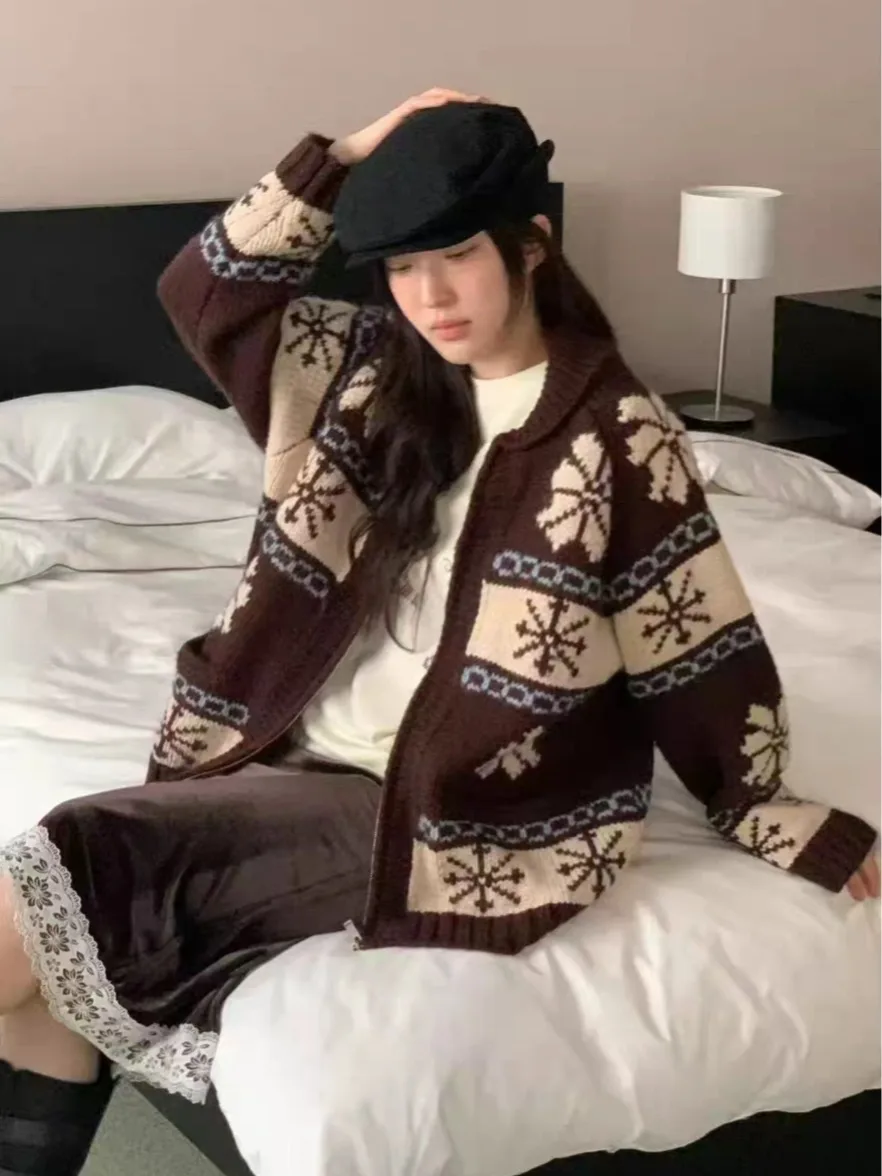 Retro Lazy Sle Color Blo Knitted Sweater Coat Women's Loose Zipper Open Cardigan Top Winter New Arrival Casual Faion
Retro Lazy Sle Color Blo Knitted Sweater Coat Women's Loose Zipper Open Cardigan Top Winter New Arrival Casual Faion