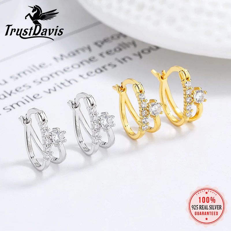 TrustDavis Genuine 925 Sterling Silver Zircon Ear Hook Hoop Earrings Women Fashion for Girls Anniversary Fine Jewelry LB528
TrustDavis Genuine 925 Sterling Silver Zircon Ear Hook Hoop Earrings Women Fashion for Girls Anniversary Fine Jewelry LB528