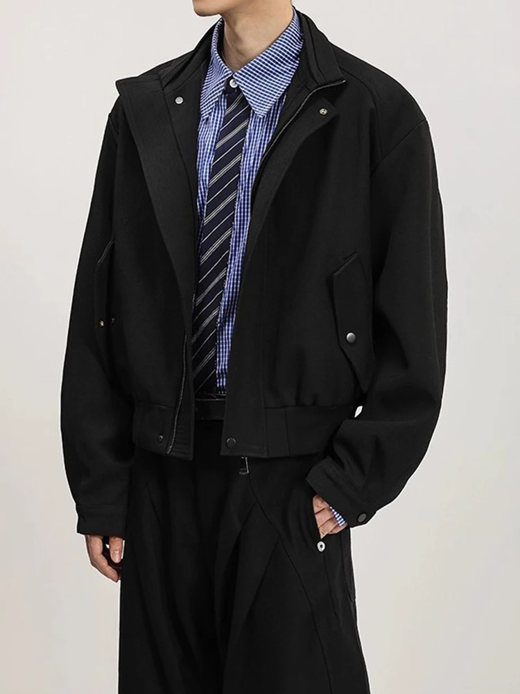 Уличная одежда, винтажные облегающие укороченные куртки, мужские модные однотонные куртки на молнии с лацканами, пальто, мужская осенне-зимняя повседневная верхняя одежда 
Уличная одежда, винтажные облегающие укороченные куртки, мужские модные однотонные куртки на молнии с лацканами, пальто, мужская осенне-зимняя повседневная верхняя одежда